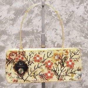 New In's Tapestry Bag with Beaded Flowers